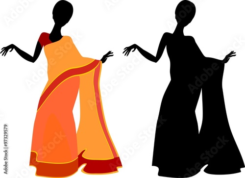 silhouette of woman in traditional indian costume