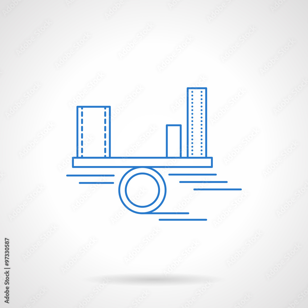 Income analysis blue flat line vector icon Income analysis blue flat line vector icon