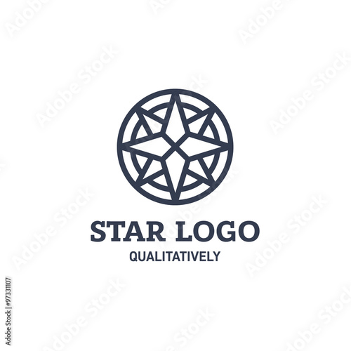 Star Polaris sharp white flat style lights twinkle quality mark logo icon modern