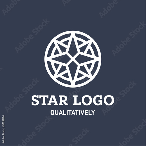 Star Polaris sharp white flat style lights twinkle quality mark logo icon modern