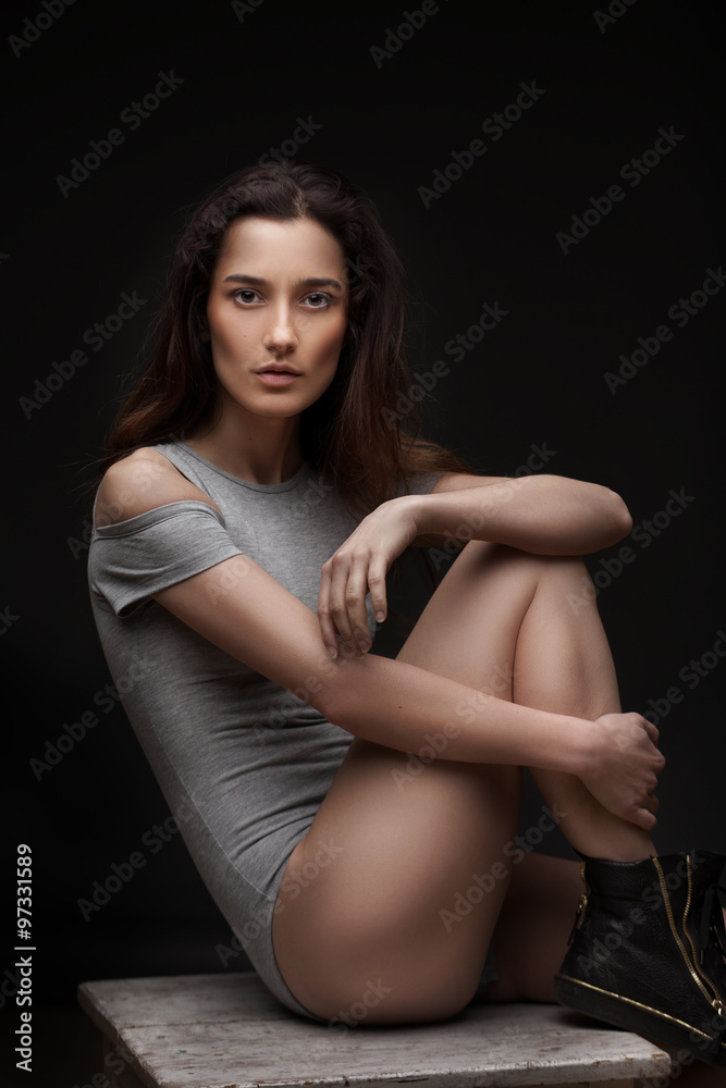 sexy women posing on dark background sexy women posing on dark background