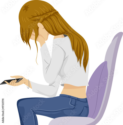 Teen Girl Cry Cellphone Covering Face
