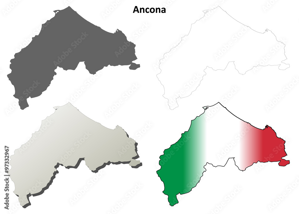 Ancona blank detailed outline map set