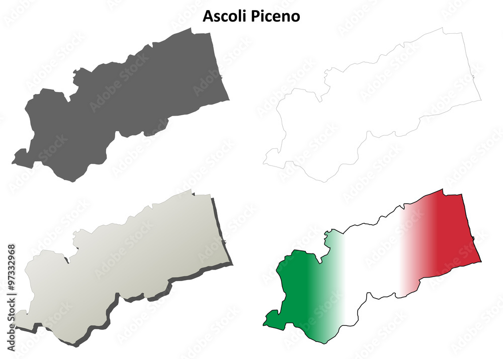 Ascoli Piceno blank detailed outline map set