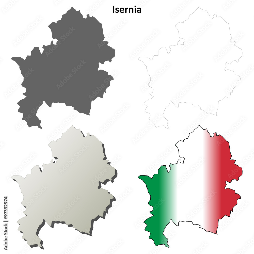 Isernia blank detailed outline map set