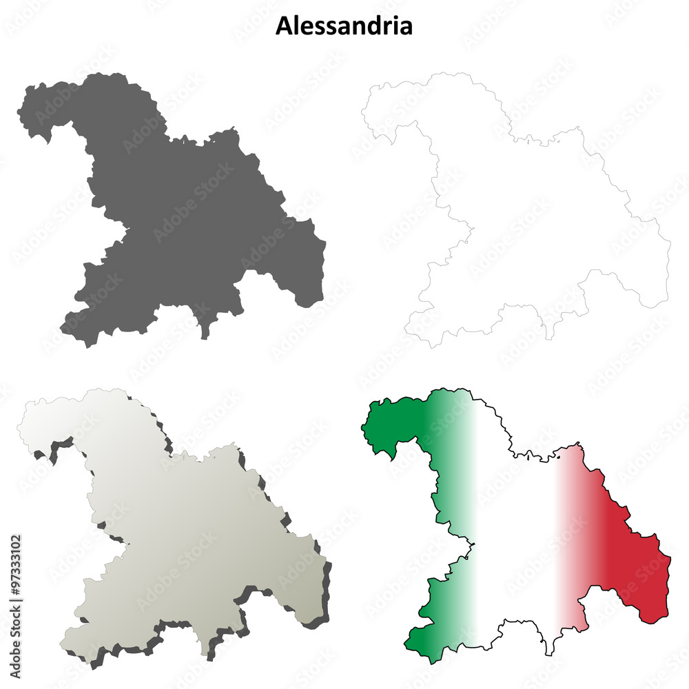 Alessandria blank detailed outline map set