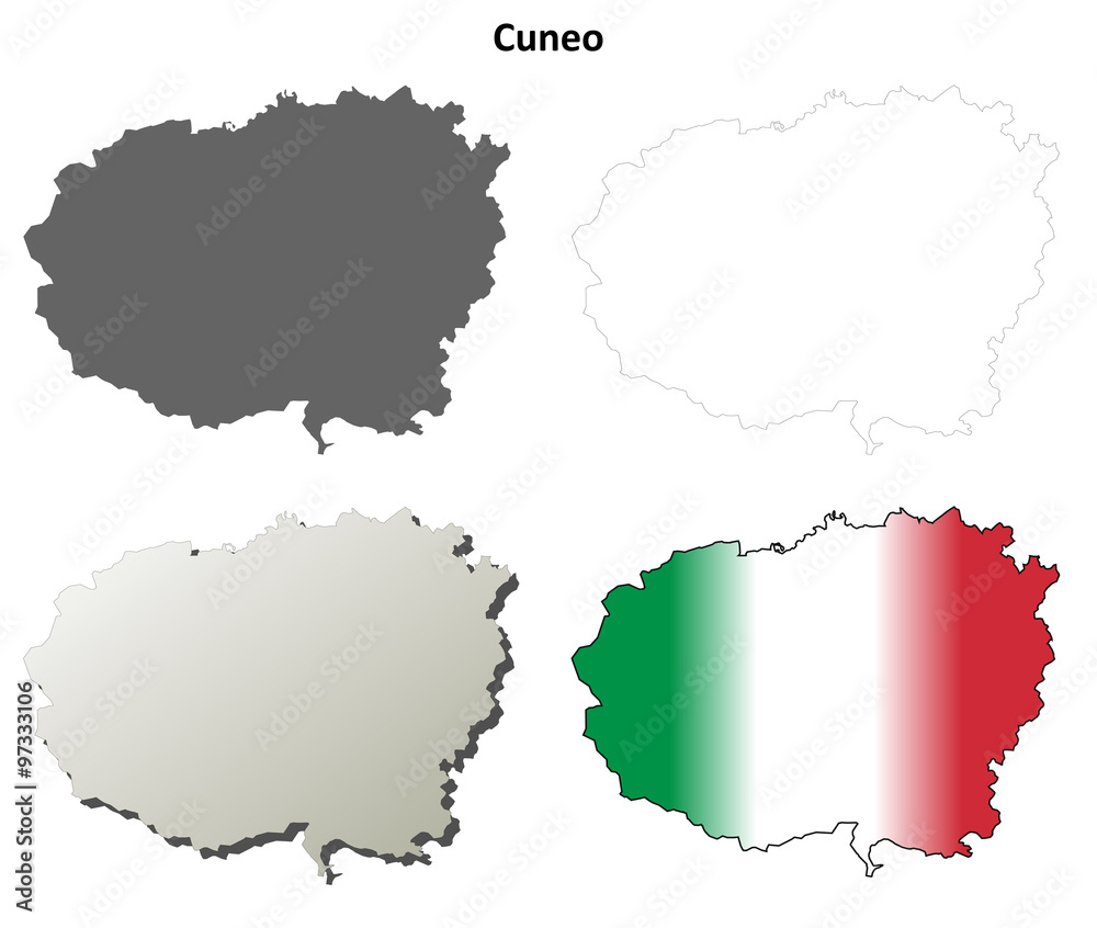 Cuneo blank detailed outline map set Cuneo blank detailed outline map set