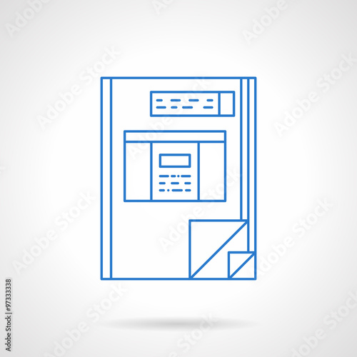 Book accounting blue flat line vector icon