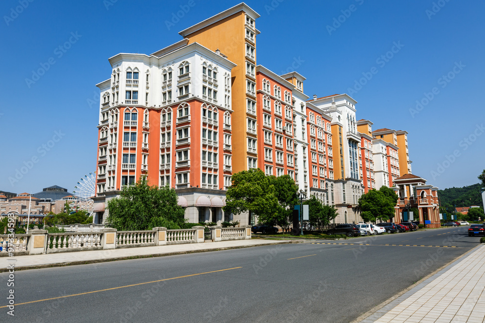 New apartment building in suburban area