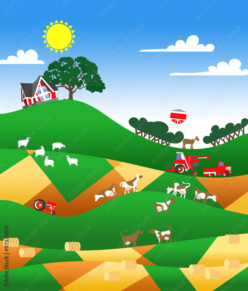 illustration of a farmland