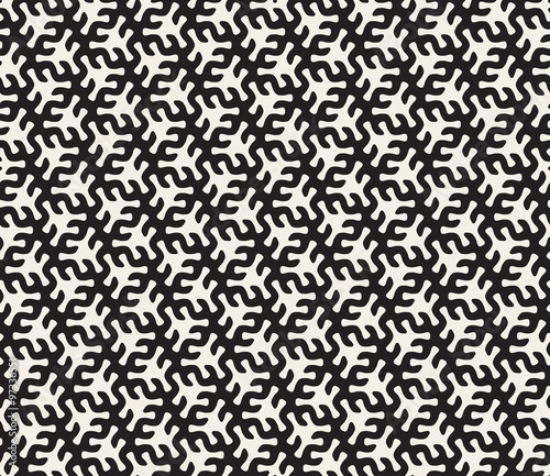 Vector Seamless Black and White Rounded Organic Shape Tessellation Pattern