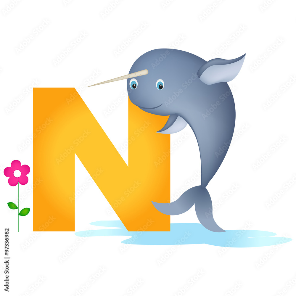 Animal alphabet letter N Stock Vector | Adobe Stock