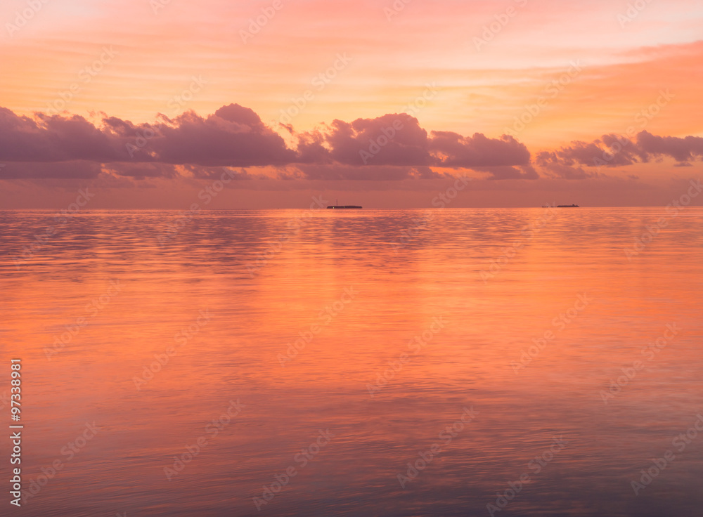 sunset at Maldivian beach