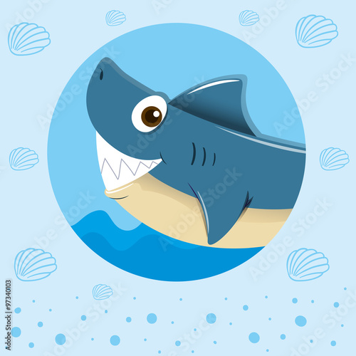 Blue shark with happy face
