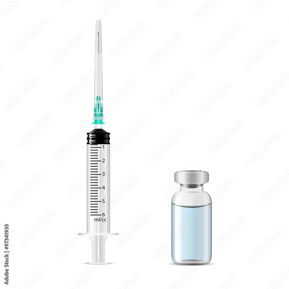 Medical syringe with a drug vial