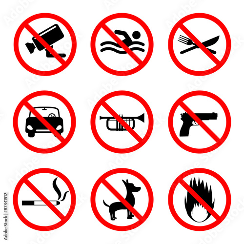 Prohibition icons set