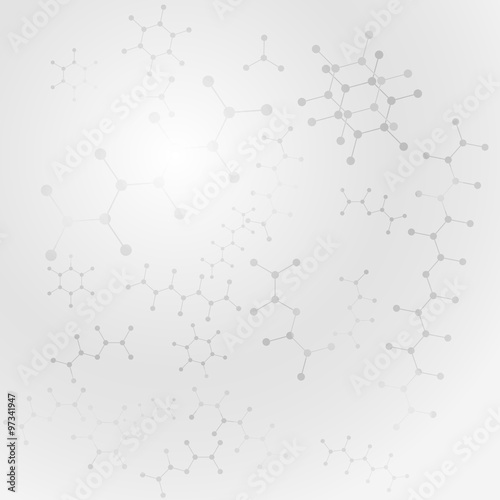 Scientific gray background with organic molecules