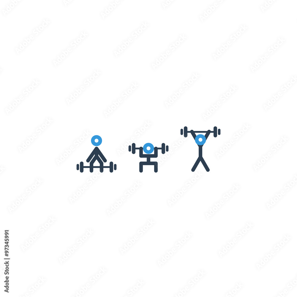 Powerlifting set of icons Powerlifting set of icons