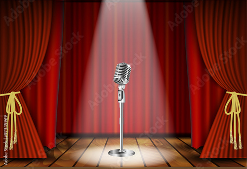 Microphone and red curtain 