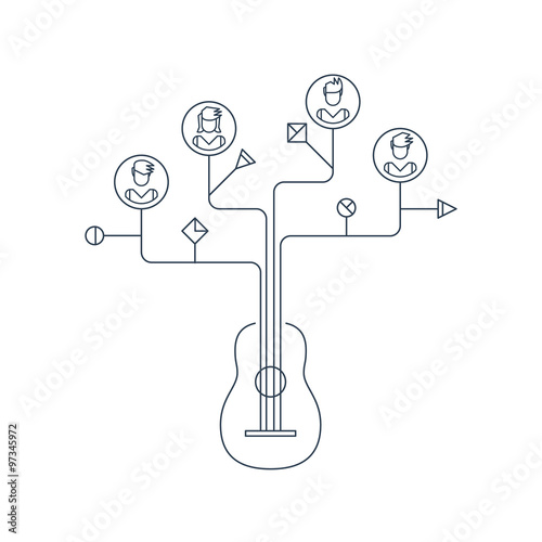 Music school. Rock guitar group. Casting in a band.