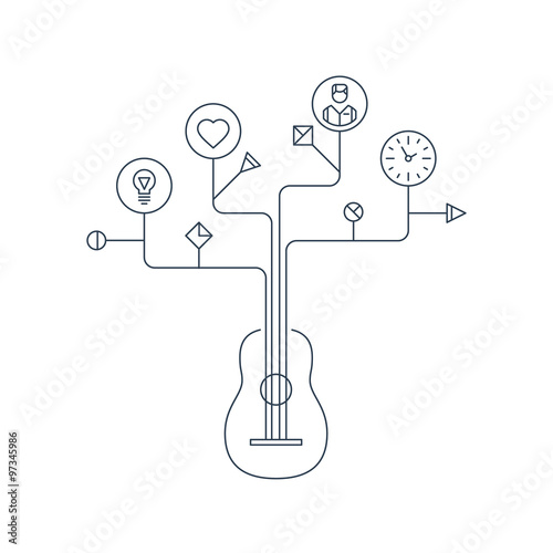 Music school or courses concept. Guitar tutor.