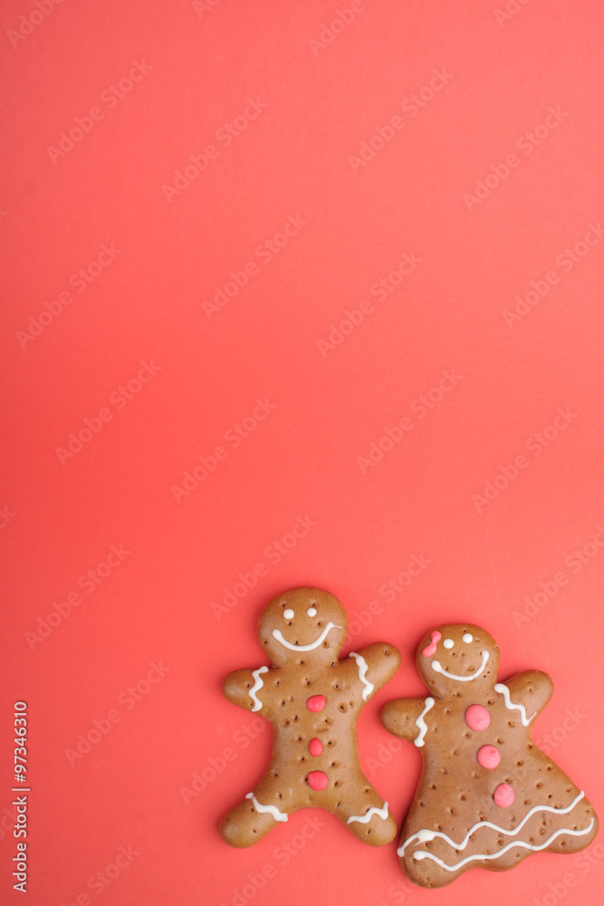 gingerbread in red background
