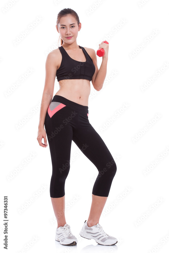 Sport woman doing exercise with lifting weights Sport woman doing exercise with lifting weights