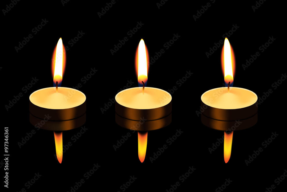 Tealight, isolated on black background, a vector illustration. Tealight, isolated on black background, a vector illustration.