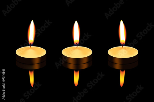 Tealight, isolated on black background, a vector illustration.