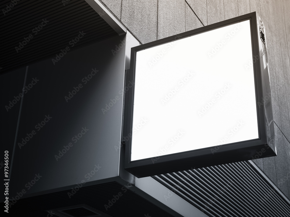 Signboard shop Mock up square shape Shop front display perspective Signboard shop Mock up square shape Shop front display perspective