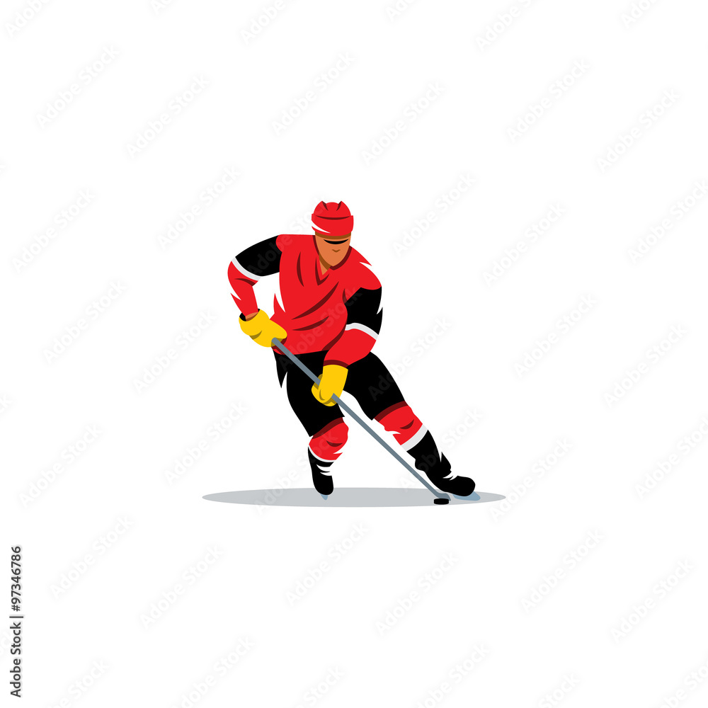 Obraz premium Hockey man. Vector Illustration.