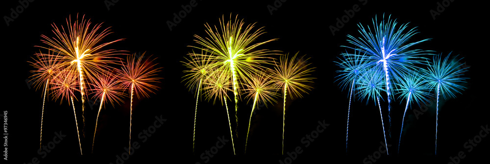 Naklejka premium Fireworks Five - Five Fireworks Blast at 4th of July celebration