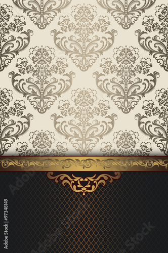 Decorative floral background with elegant patterns and border.