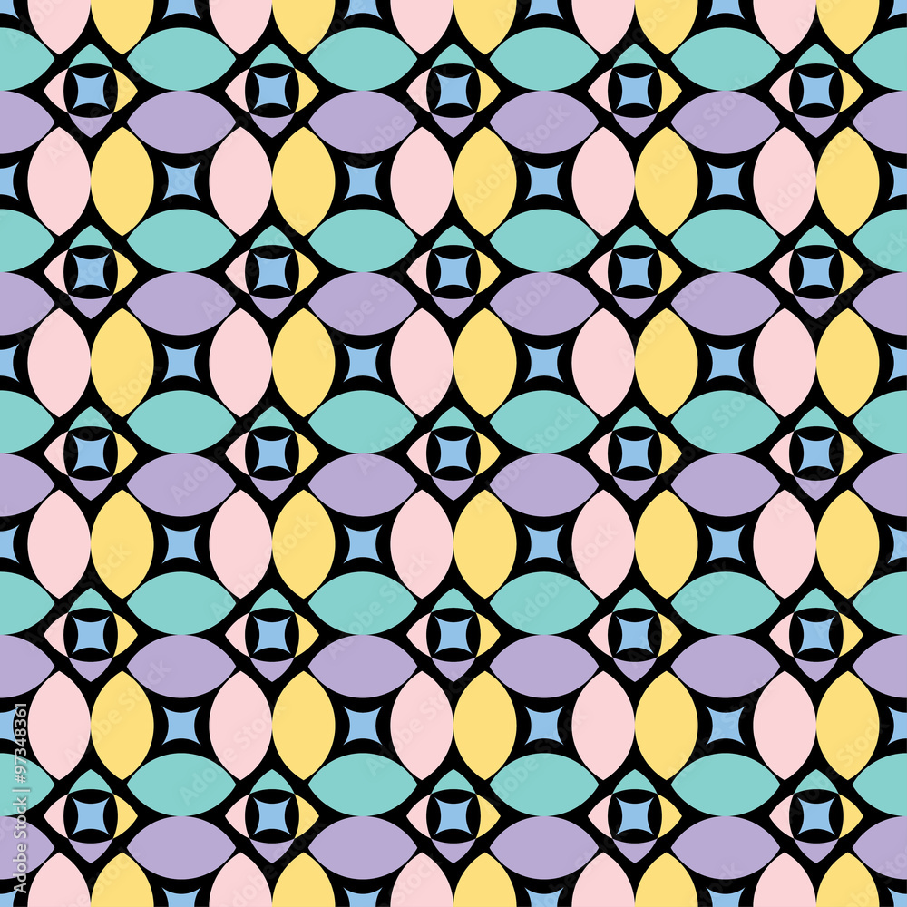 Naklejka premium Seamless decorative vector background with abstract geometric shapes