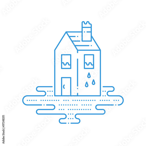 Pipe break, poor plumbing, flooding. Insurance service concept.