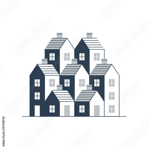 Group of houses. Real estate. Mortgage rate. Building development.
