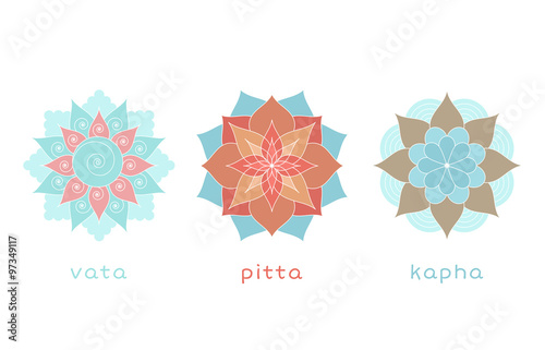 Set of ayurvedic doshas icons