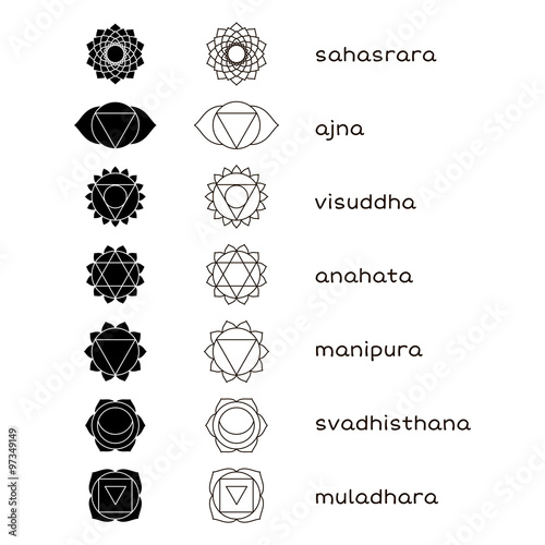 Chakras vector icons black and white