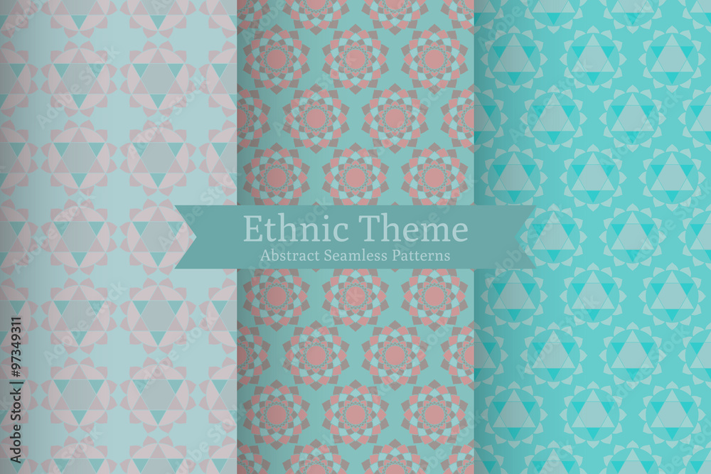 Ethnic oriental geometric seamless patterns