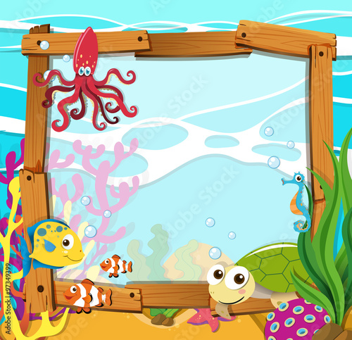 Border design with sea animals