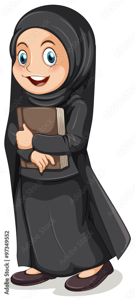 Muslim girl in black costume