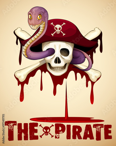 Pirate theme with skull and snake