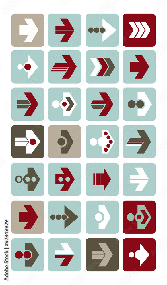 Vector illustration of plain arrow icons. Eps10. Vector illustration of plain arrow icons. Eps10.