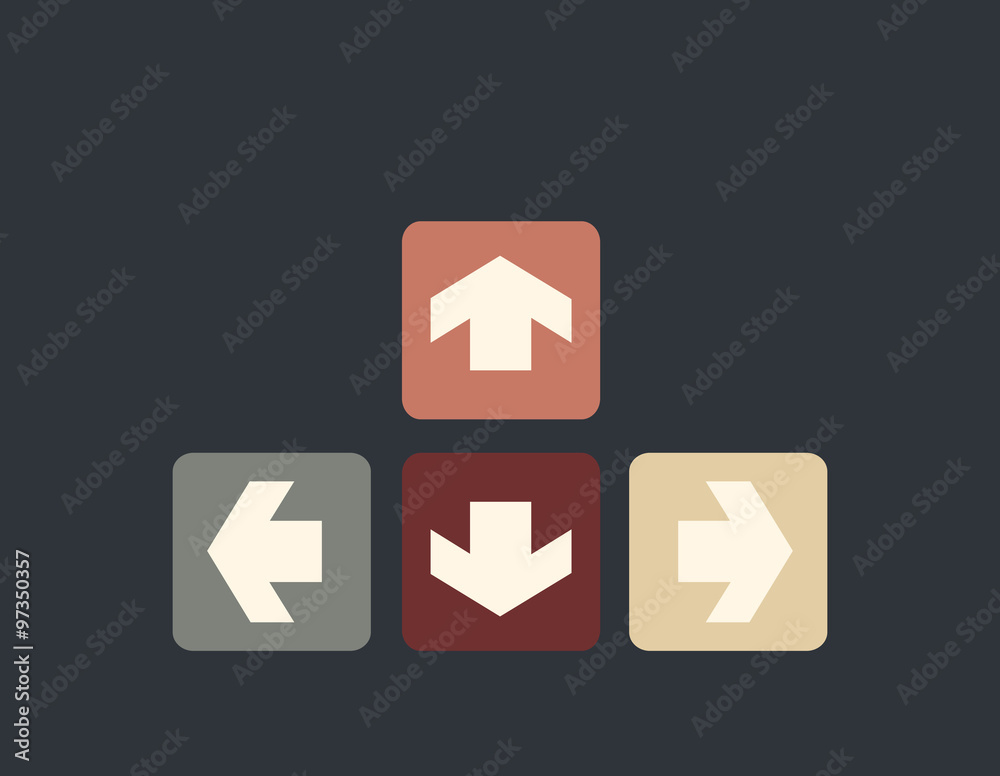 Vector illustration of plain square arrow icons. Vector illustration of plain square arrow icons.