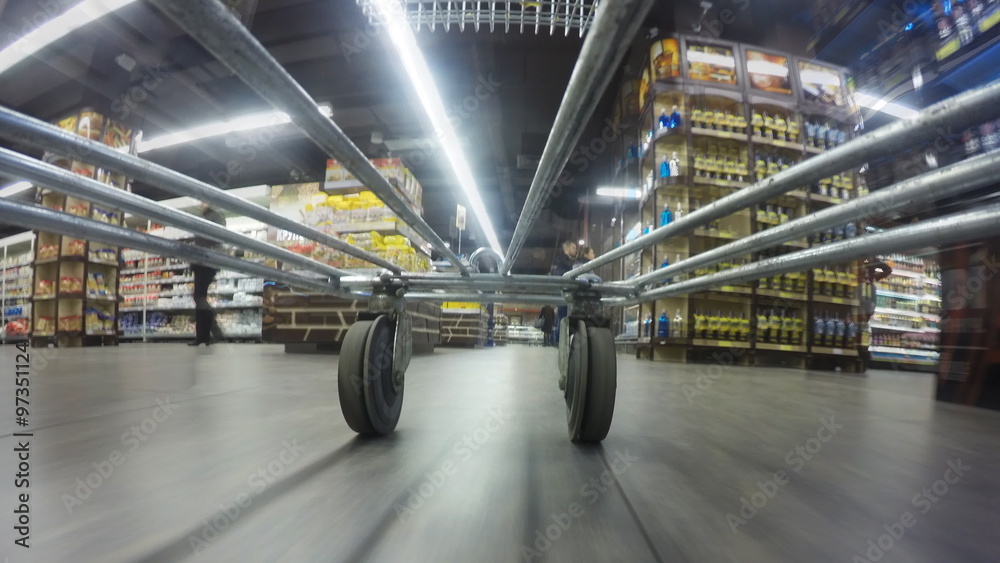 Fast speed of supermarket trolley