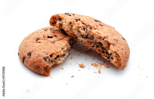 Chocolate chip bite cookies isolated