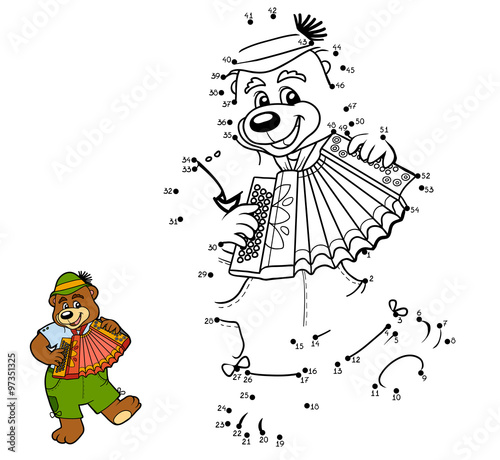 Numbers game for children: bear and accordion