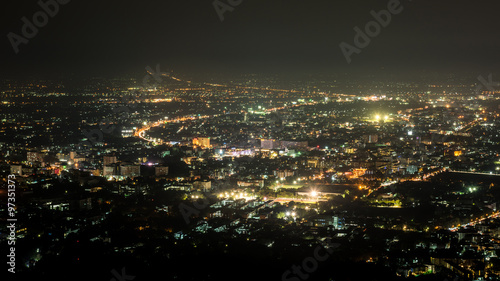 Chiang Mai cityscape view at night  Thailand