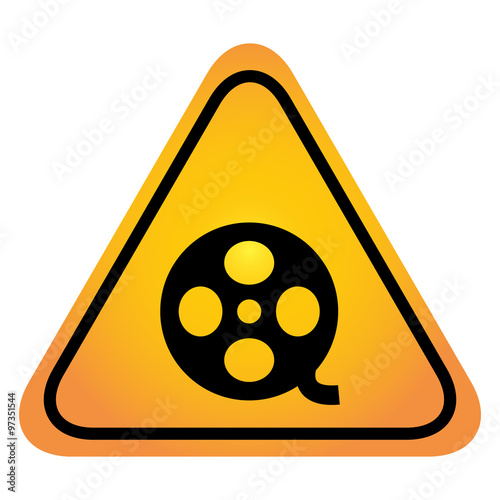 danger sign with film icon