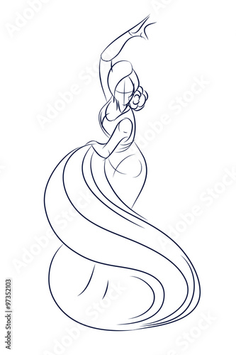 flamenco gypsy dancer ink sketch gesture drawing 